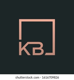 Letter KB Logo design with square frame line art. business consulting concept. studio,room,group icon. Suitable for business, consulting group company. - vector