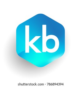 Letter KB logo in hexagon shape and colorful background, letter combination logo design for business and company identity.
