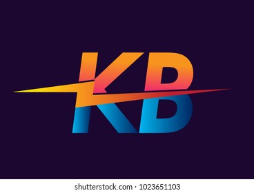 Letter KB logo with Lightning icon, letter combination Power Energy Logo design for Creative Power ideas, web, business and company.