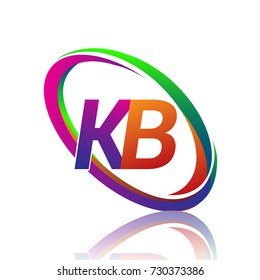 letter KB logotype design for company name colorful swoosh. vector logo for business and company identity.