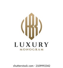 Letter KB with Shield shape. Vector Luxury logo design elements