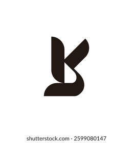 letter kb simple linked curves geometric logo vector 