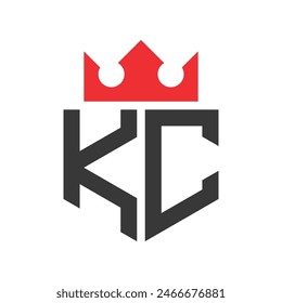 Letter KC Crown Logo. Crown on Letter KC Logo Design Template