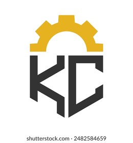 Letter KC Gear Logo Design for Service Center, Repair, Factory, Industrial, Digital and Mechanical Business