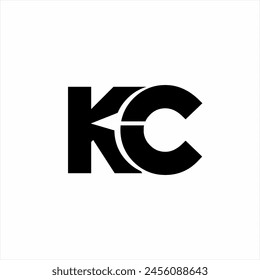Letter KC logo design with abstract swan symbol in negative space.