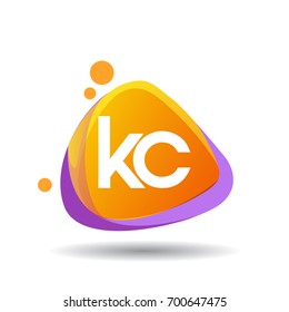 Letter KC logo in triangle splash and colorful background, letter combination logo design for creative industry, web, business and company.