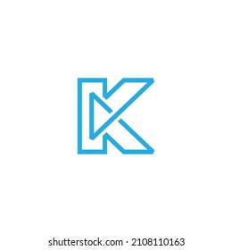 Buchstabe kc, einfaches dreieckiges geometrisches Logo, Vektorgrafik