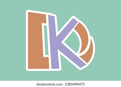 Letter KD or DK Sticker vector logo design. Initial letter KD sticker logotype company name swoosh design.