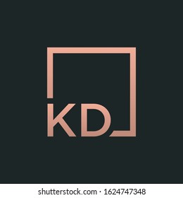 Letter KD Logo design with square frame line. business consulting concept. studio,room,group icon. Suitable for business, consulting group company. - vector