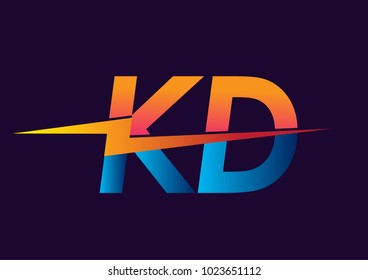 Letter KD logo with Lightning icon, letter combination Power Energy Logo design for Creative Power ideas, web, business and company.