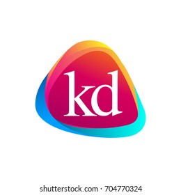 Letter KD logo in triangle shape and colorful background, letter combination logo design for company identity.