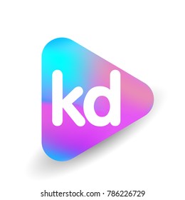 Letter KD logo in triangle shape and colorful background, letter combination logo design for business and company identity.
