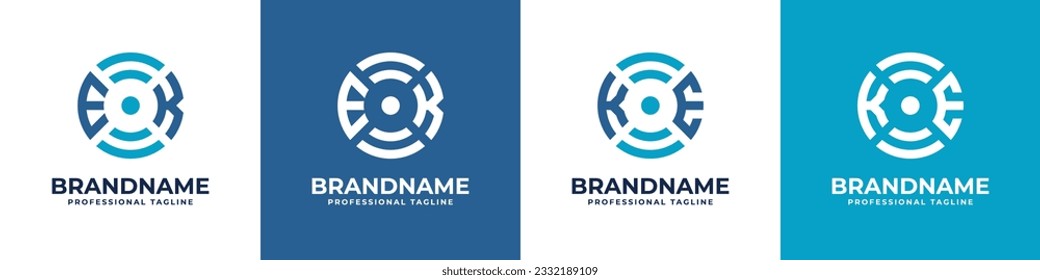 Letter KE or EK Global Technology Monogram Logo, suitable for business with KE or EK initials.
