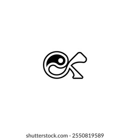 Letra ke ek yin yang logotipo