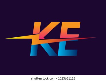 Letter KE logo with Lightning icon, letter combination Power Energy Logo design for Creative Power ideas, web, business and company.