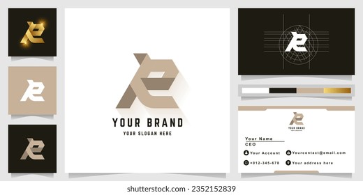 Letter Ke or Re monogram logo with business card design