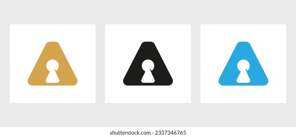 Diseño del logotipo de retención de claves de letra A. Plantilla de vectores de símbolos seguros, seguridad, protección, icono bloqueado