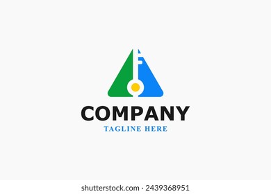 the letter a and the key inside the triangle logo