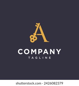 Letra A clave logo icono vector template.eps