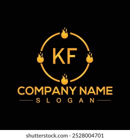Letter KF Creative Logo Design Template with Modern Letter Design