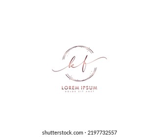 Letter KF Initial handwriting logo with signature and hand drawn style.