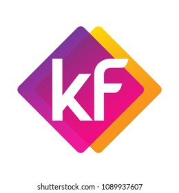Letter KF logo with colorful geometric shape, letter combination logo design for creative industry, web, business and company.