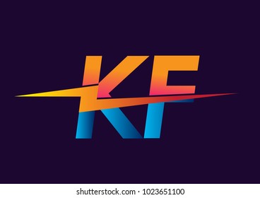 Letter KF logo with Lightning icon, letter combination Power Energy Logo design for Creative Power ideas, web, business and company.