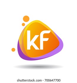 Letter KF logo in triangle splash and colorful background, letter combination logo design for creative industry, web, business and company.