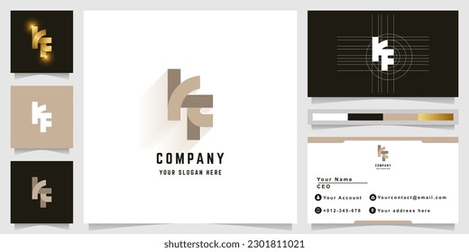 Letra KF o logotipo de monograma YF con diseño de tarjeta de visita