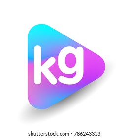 Letter KG logo in triangle shape and colorful background, letter combination logo design for business and company identity.
