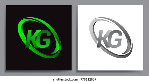 letter KG logotype design for company name colored Green swoosh and grey. vector set logo design for business and company identity.
