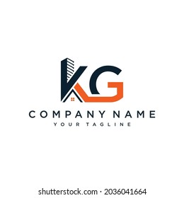 Letter KG Vector Logo. Home Icon and Symbol.