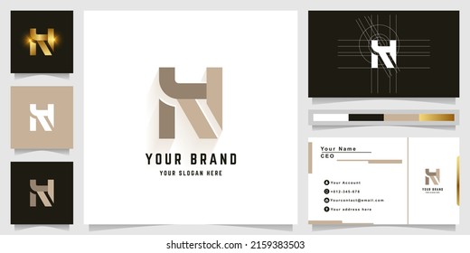 Letter KH or AH monogram logo with business card design