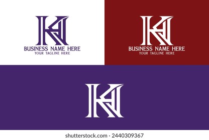Letter KH logo or HK logo design, simple line Logo icon monogram logo