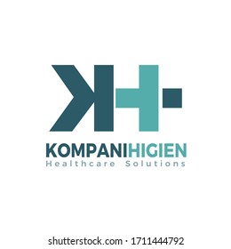 logotipo KH de la carta con un icono adicional para el negocio de servicios de salud