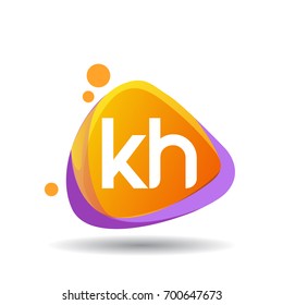 Letter KH logo in triangle splash and colorful background, letter combination logo design for creative industry, web, business and company