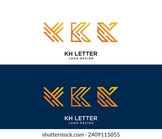 Letra KH diseño del logotipo de la compañía de tecnología de línea geométrica monograma.