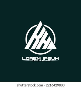 Letter KH triangle logo design vector