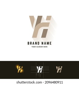Letter KH or YH monogram logo with grid method design