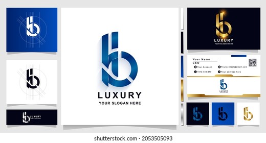 Letter KHB or HB monogram logo template with business card design