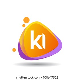 Letter KI logo in triangle splash and colorful background, letter combination logo design for creative industry, web, business and company.