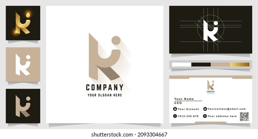 Letter ki or Ri monogram logo with business card design