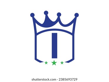 Letter I king crown Design Vector Template. letter logo icon design with king crown Template 