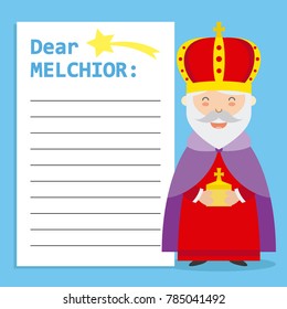 letter to King Melchior. Space for text