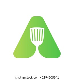 Letter A Kitchen Spatula Logo. Kitchen Logo Design Combined With Kitchen Spatula For Restaurant Symbol