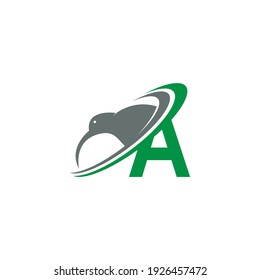 Letter A with kiwi bird logo icon design vector illustration