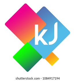 Letter KJ logo with colorful geometric shape, letter combination logo design for creative industry, web, business and company.