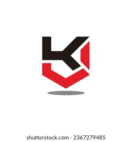 letter kj simple geometric colorful line logo vector 
