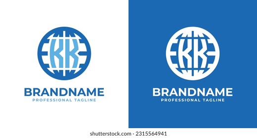 Logo de KK Globe, adecuado para cualquier negocio con iniciales dobles K o KK.