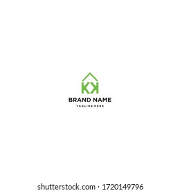 Letter KK Home logo template design in Vector illustration and logotype